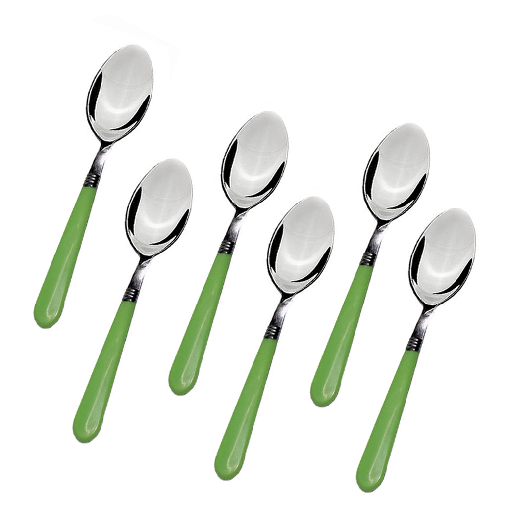 Stainless steel dining spoons set of 6 with comfortable grip handles. Stainless steel dining spoons set of 6 with comfortable grip handles.